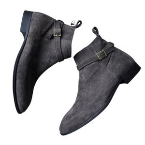 Men's Zara Buckle Leather Suede Chelsea Boots